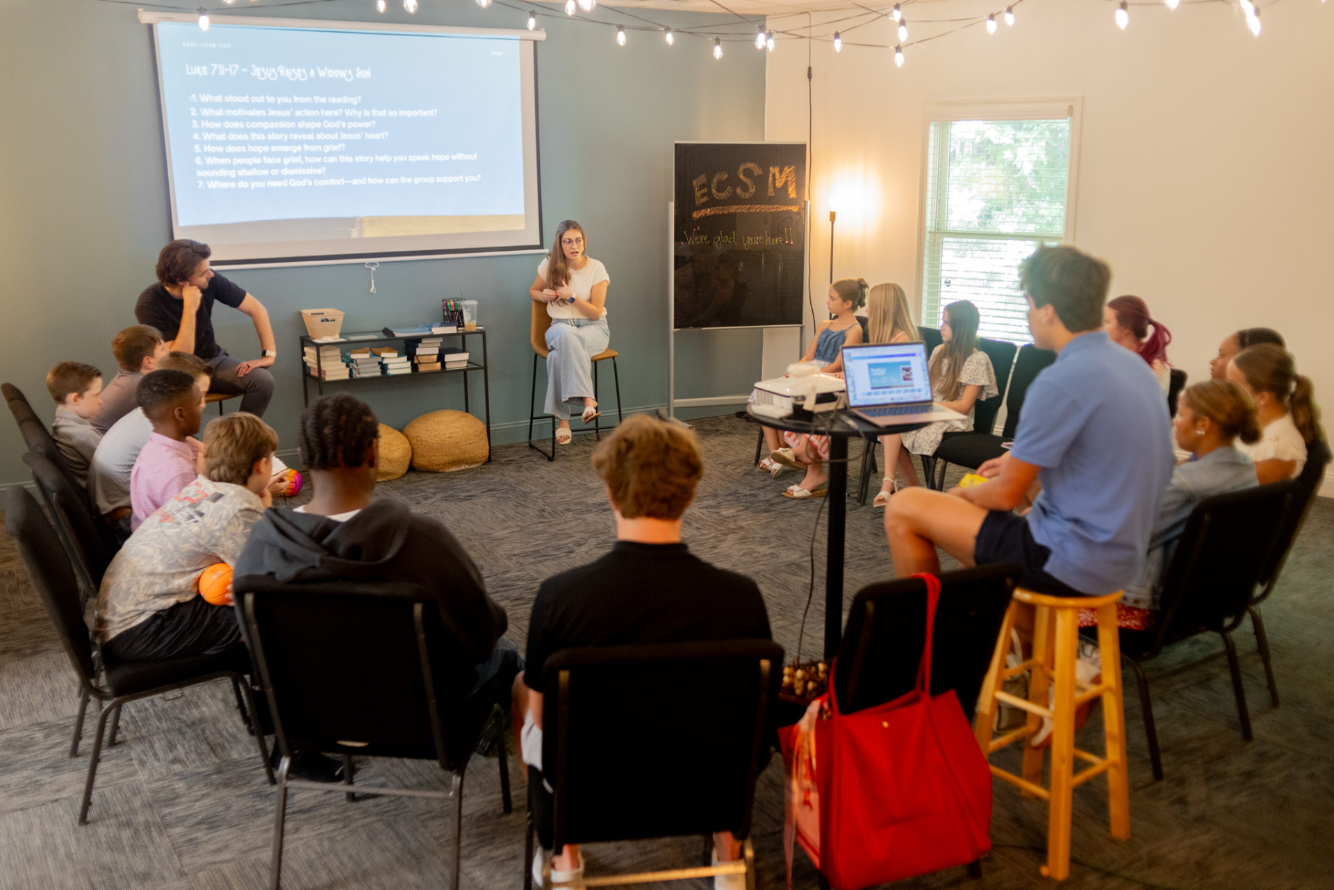 Students and leaders gathered together at an East Cobb Church of Christ student ministry night