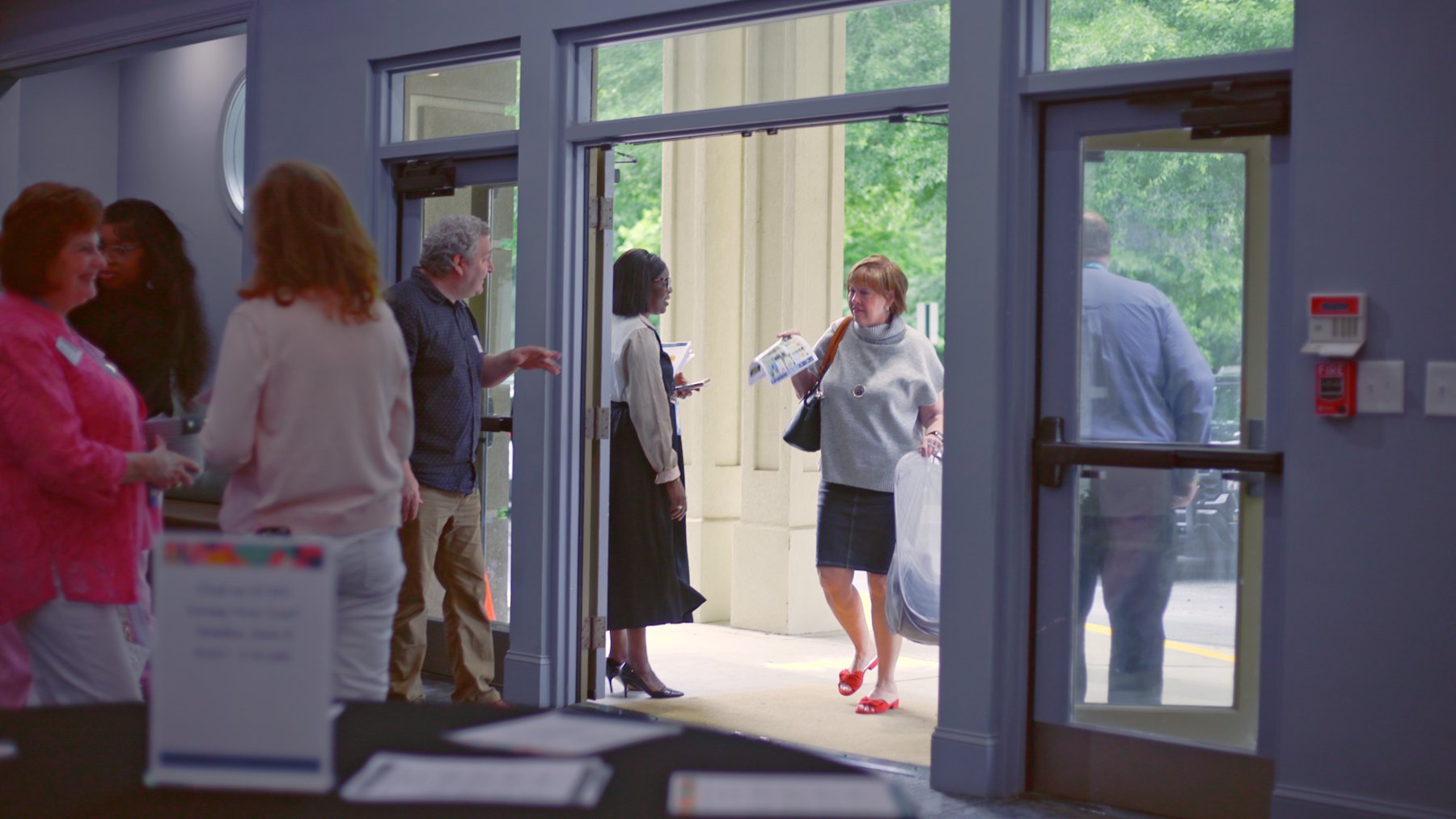 Guests being welcomed at the front doors on Sunday morning